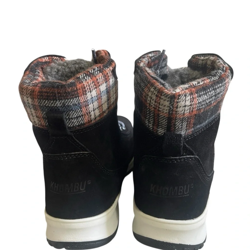Khombu Black Faux Shearling Lined Suede Water Resistant Winter Boots sz 9M NIB